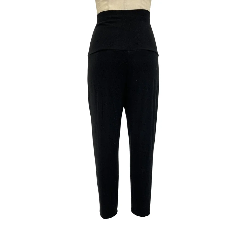 Hatch Ribbed Black Over Under Lounge Pants Size 2 - Picture 3 of 6
